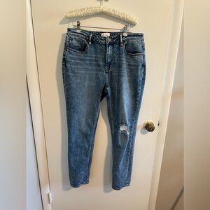 Driftwood Jackie High Rise Ankle Distressed Denim Jeans Medium Wash Size 32